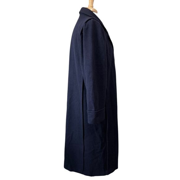 Vintage JOFELD Eastland Fabric USA Navy Blue Wool MCM Trench Coat size M - Picture 4 of 11